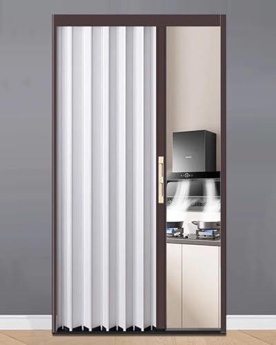 Falttür Innentüren Faltbares Abschließbares Falttor Innenbereich, Aluminium-Schranktür mit Schlüssel, Schiebetüren für Die Speisekammer, Falttüren für das Wohnzimmer(Style 4,24x80in (60x203cm))