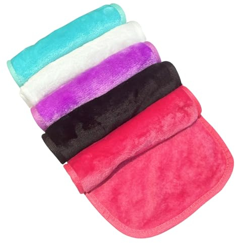 FUG 5 Pack Reusable Makeup Remover Cloths, Flannel & Microfibre Face Wipes for Gentle Cleansing, Facial Pads for All Skin Types