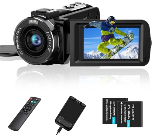 Aasonida Caméra Vidéo FHD 1080P 36MP 30FPS Caméscope Youtube Vlogging Vision nocturne IR 16X Zoom numérique 3.0 IPS Rotation Écran de 270 degrés Caméscope numérique