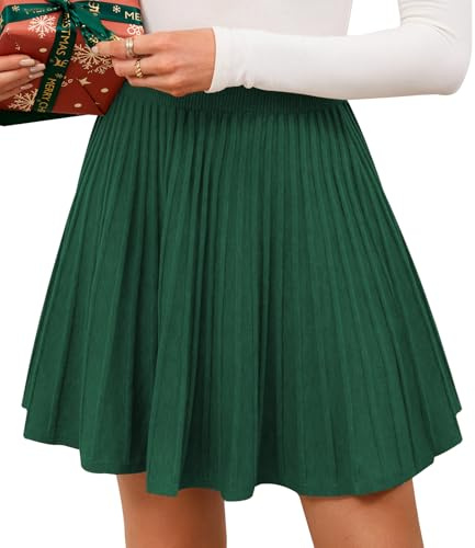 Adigaber Faldas Mini de Punto para Mujer Línea A Falda Plisada Cintura Alta | Cintura elástica,Corto,Color sólido,Elástico,Cálido,Cómodo,Festivo,Boda,Fiesta,Invierno