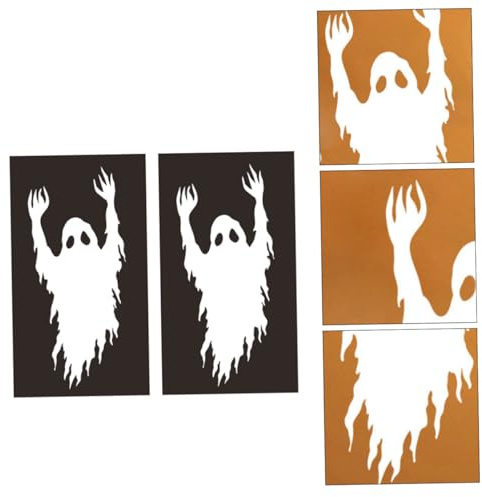 Gruselige Türaufkleber für Halloween aus PVC, 2 Stück | Leicht Anzubringen, Weißes Design, für Schaufenster, Klassenzimmer und Partydekoration, Schreckeffekt