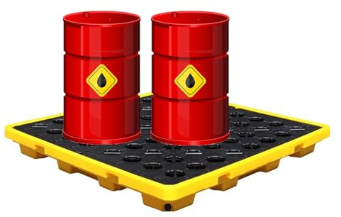 Genérico Plataforma Modular antiderrames de Alta Capacidad para 1/2 bidón, palé de contención con Salida de Drenaje y Compartimentos para montacargas - Bandeja antiderrames de Alta Resistencia (125 x