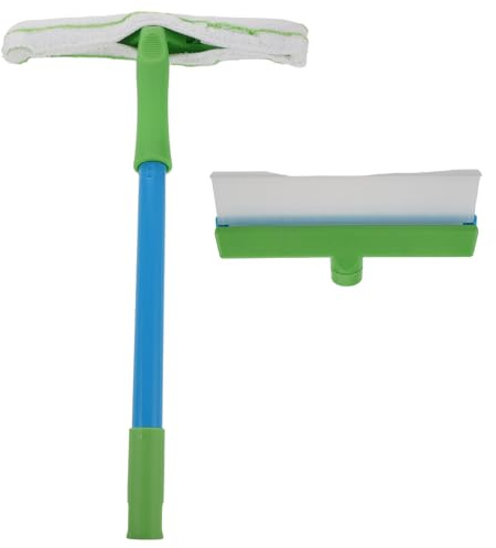 OUNONA 12-Inch Microfiber Car Wash Mop Cloth Kit with Green and White Cover, Vehicle Cleaning Set for Car Washing, Glass Scraper Cleaner and Window Scrubber for Interior and Exterior Use