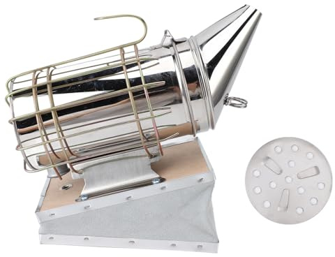 Beehive Smoker Stainless Steel Solid Wood Bee Smoker Beekeeping Equipment with Filter for Beekeeper Tool (Gold)