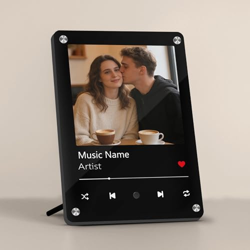 PSUNEY Placa Musical Spotify con Foto Personalizada - Marco que Reproduce Tu Canción al Tocar - Regalo Emocional para Bodas, Aniversarios, San Valentín y Cumpleaños
