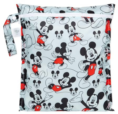Bumkins Disney Sac imperméable lavable et réutilisable pour voyage, plage, piscine, poussette, couches, vêtements de sport sales, maillots de bain, articles de toilette, 30,5 x 35,6 cm - Mickey Mouse