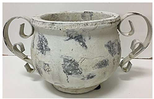 Keramik Topf Valo creme antik weiß groß D 14 cm