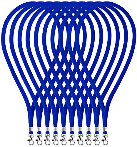 Fushing 45 cm SchlüSselbäNder,10 StüCk UmhäNgebäNder mit Karabinerhaken,BüRo Abzeichen Lanyards füR Ausweise, SchlüSsel (Blau)
