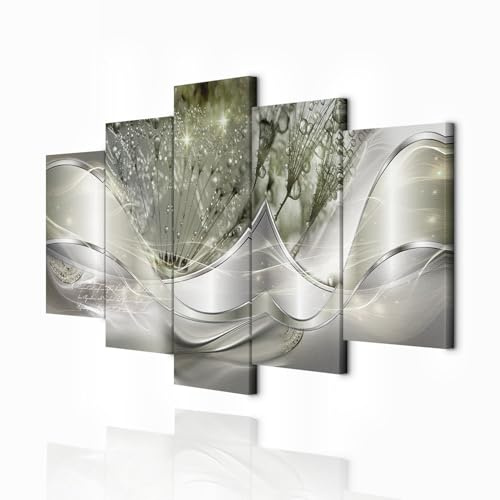 decomonkey Bilder Abstrakt Pusteblume 200x100 cm 5 Teilig Leinwandbilder Bild auf Leinwand Wandbild Kunstdruck Wanddeko Wand Wohnzimmer Wanddekoration Deko Blumen