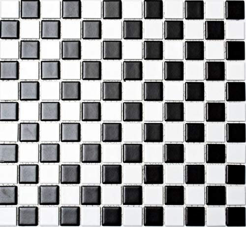 Ceramica mosaico scacchiera nero bianco opaco piastrelle mosaico specchio piastrelle MOS18-0305