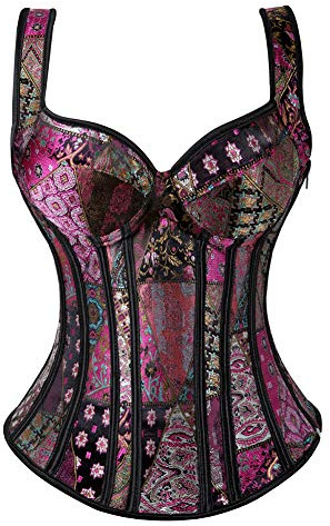 Grebrafan Corsés Nupcial Mujer Corset con Tirantes Steampunk