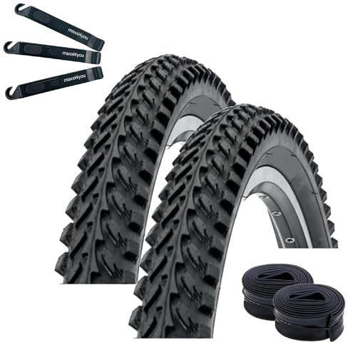 Angebot-Set / 2 x Kenda K-898 20 MTB Fahrradreifen Schwarz 50-406 (20 x 2.00) + 2 passende Schläuche AV inkl. maxxi4you Reifenheber
