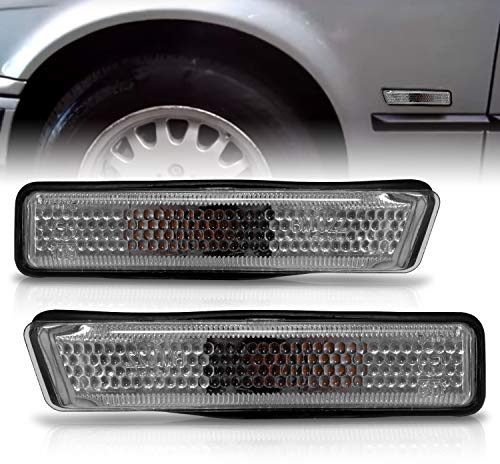 AmeriLite for 1997-1998 BMW E36 3-Series Chrome Housing Clear Chrome Side Marker Lights Pair - Driver and Passenger Side