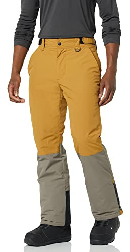Amazon Essentials Pantalones Aislantes Impermeables para Snowboard y Esquí Hombre, Amarillo Mostaza Marrón Bloque de Color, XS