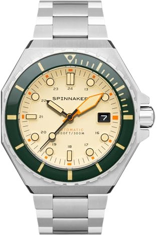 Spinnaker Herren 44mm Dumas Automatik Sahara 3-Zeiger-Uhr mit massivem Edelstahlarmband SP-5081-CC