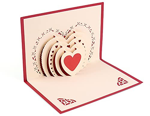 KUNSTIFY 3D Pop Up Karte, Grußkarte Geschenk für Freundin Jahrestag Männer Frauen Vater Mutter Paar Hochzeit Geschenke zur Liebe Liebeserklärung Hochzeitsgeschenke Herz Kuss (Herz weiß)