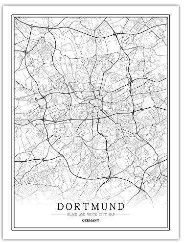 1000 Teile Puzzle Für Erwachsene,Dortmund Deutschland Stadträtsel Aus Holz, Klassisches Schwarz-Weiß Map Puzzle Board, Unmöglich Premium Puzzles, Geschicklichkeitsspielzeug Für Die Ganze Familie