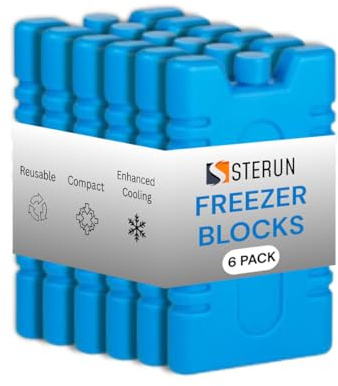 STERUN Freezer Blocks Cools & Keeps Food Fresh Drinks Cold - Reusable Long Lasting - For Freezer Cooler Bag Lunch Box Picnic (6 Pack)