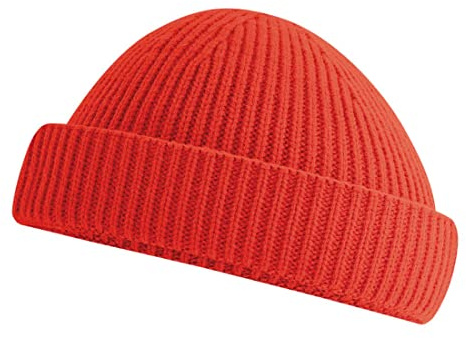 Roughtex Fischermütze Fisherman Beanie kurz Docker Mütze | Einheitsgröße Damen Herren - grob gestrickt - doppelter Umschlag - recycelter Polyester – flache Kuppe