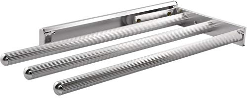 OBF Grimme Pluto 03 0357 48 Porte-torchon Extensible à 3 Bras pour la Cuisine, ET 325 mm Aluminium Brillant, Chrome anodisé, Longueur 325 mm