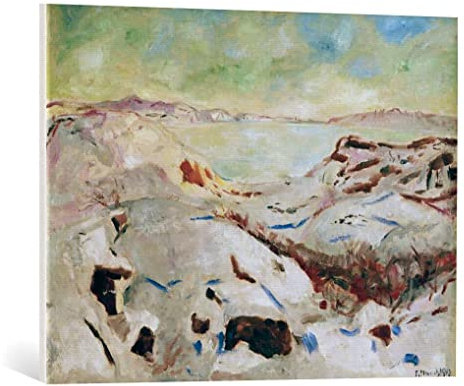 kunst für alle Leinwandbild: Edvard Munch Winter in Kragerö Winter an der Küste - hochwertiger Druck, Leinwand auf Keilrahmen, Bild fertig zum Aufhängen, 80x60 cm
