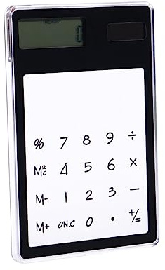 Beavorty Calculatrice Solaire Noire ÉCran À 8 Chiffres Portable | Panneau Tactile Transparent, Format Compact 11.9 X 8.1 X 0.5 Cm, Pour ÉCole, Maison Et Bureau