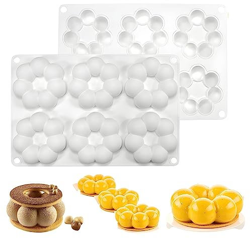 2-teiliges Kreatives Silikonform-Set, Bezaubernde Form Mit Blumenmustern Und 6 Mulden, Sanftes Organisches Material, Einfache Entformung, Staubdichte Form, Entzückendes Geschenk