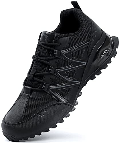 Kricely traillöparskor herr löparskor gator sneakers lätta vandringsskor träningsskor trekkingskor, svart, 41 EU