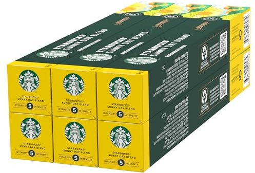 STARBUCKS Sunny Day Blend by Nespresso, Torréfaction Blonde, Capsules de Café 6 x 10 (60 Capsules)