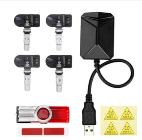 Yuattory Android Navigation TPMS mit 4 Sensoren Alarmsystem USB Android Auto TPMS Drahtlose ÜBertragung ReifenüBerwachung (Intern)