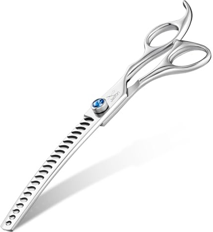 JASON Forbici curve per cani, 17,8 cm, ergonomiche, colore argento