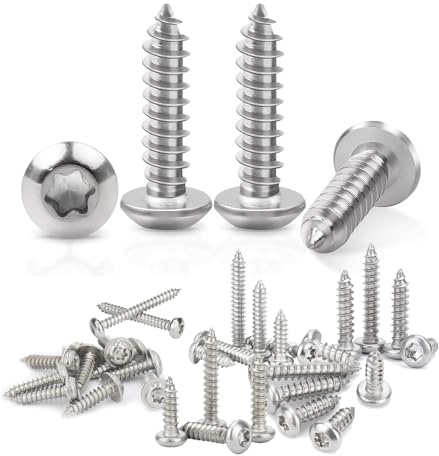 80 Pièces Vis à Tôle Autoforeuse, Vis a Bois Inox M4 x 20 mm, A2 V2A Vis Autotaraudeuse à Tête Plate, Filets Métriques Standard Inoxydable