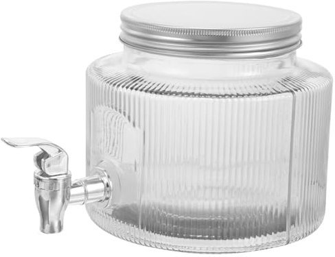 Garneck Dispensador De Bebidas De Vidrio Con Grifo 2,8 l Frasco Sellado Vidrio Transparente Tapa Hermética Uso Para Té y Cócteles