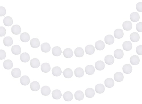 PATIKIL 3 STK. Pom Pom Girlande, 6,5 Fuß Dekorative Hängende Girlande Ball Banner mit 20 STK. Filzkugeln für Halloween Thanksgiving Weihnachten Hochzeit, Weiß