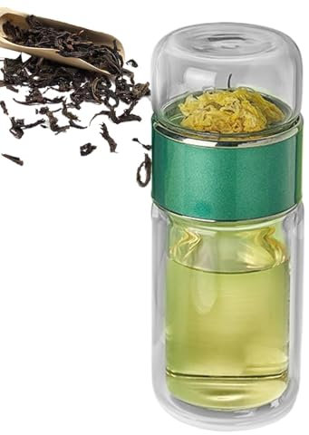 Infusifie Infusor de té, 2025 nueva botella de infusor de té de vidrio, infusor de té inteligente 3 en 1, taza de vaso de té con aislamiento de doble capa, botella de té con separación