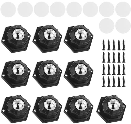 10 ruedas de bolas para cargas pesadas, autoadhesivas, planas para muebles, ruedas de 360 grados para muebles pequeños, ruedas planas para cajas de herramientas, estanterías, aparatos eléctricos