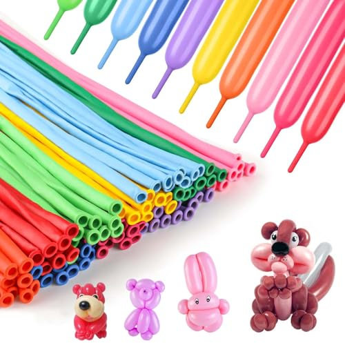 200 globos de modelado, multicolor, globos largos para moldear, globos de animales, juego de globos de 30 cm de longitud, para manualidades, decoración de fiestas (color aleatorio)