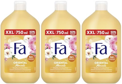 FA Duschgel Oriental Moments (3x 750 ml), pflegende Duschcreme mit zartem Duft nach Wüstenrose & Sandelholz