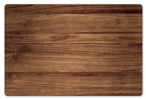 KitchenYeah© Dessous de Plat Set de 6 45x30 cm Set de Table Plastique Rigide Vinyl Antidérapant Original Coloré Plates Aspect Bois - Marron