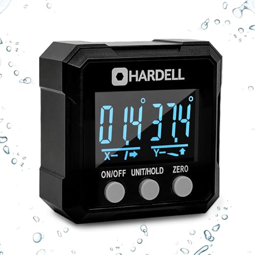HARDELL Digital Angle Finder,Dual Axis 4X90° 0-40° Digital Angle Gauge With Magnetic Base, Relative Absolute Measuring Tool, Aluminum Alloy Auto-Rotation Protractor for Table Saw Tube Decoration DIYer