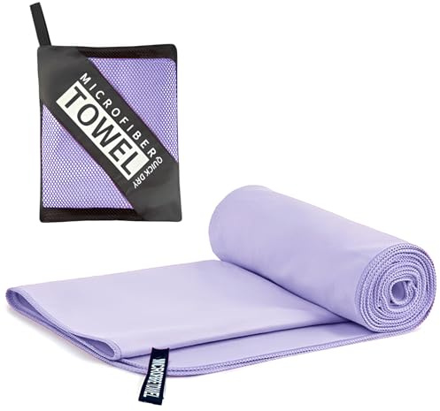 LushOrchidVale Microfibre Towel - Quick dry Lightweight Absorbent Travel Towel ，Beach Towel Perfect for Sports Beach Gym Swimming，Cycling,Yoga, Camping ，Hiking (Purple, 40x80cm)
