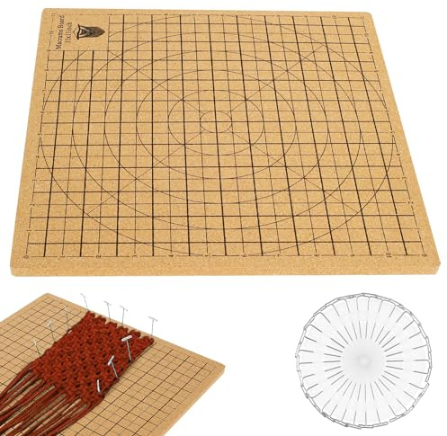 Macrame Board mit Stiften, 30 X 30cm Doppelseitiges Makramee Projektbrett Wiederverwendbares mit T Stiften Rastern Makramee Board Set für Flechten von Armbändern Knotenschnur Baumwollseil (A)