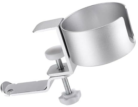 LIFKOME Soporte para Auriculares Giratorio de Aluminio Ajustable con Gancho y Portavasos para Escritorio Montaje Fácil y Multifuncional para Gaming y Oficina
