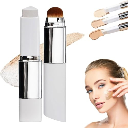 Fond De Teint Stick Changeant De Couleur,Stick Correcteur Coréen Avec Embout Pinceau,Fond De Teint Blanc V Pour Une Couvrance Moyenne À Totale,Waterproof Long-Lasting Sweatproof (Medium)