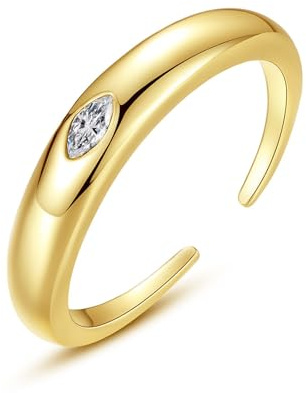 Ayoiow Ring Damen Hochzeit Gelbgold für Damen, Offen Labordiamant Vorsteckring Gold 585 Ehering, Verlobungsringe und Eheringe für Sie
