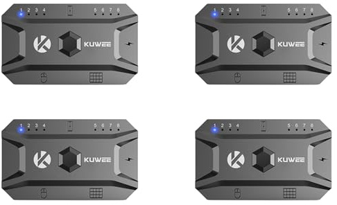 Buhdjfnke 4X Bluetooth Hub USB 5.0 Convertidor Teclado y Ratón con Cable para Adaptador Hub Inalámbrico Soporta 8 Dispositivos para Tabletas, Portátiles y Dispositivos Móviles