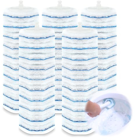 50 Pack Toilet Bowl Brush Refill, 3 Layer Fiber Sponge Toilet Wand Refills,Built-In Cleaning Solution, Scrubber Wand Replacement Cleaner Pads for Sink Bathtub Wash Basin Pool