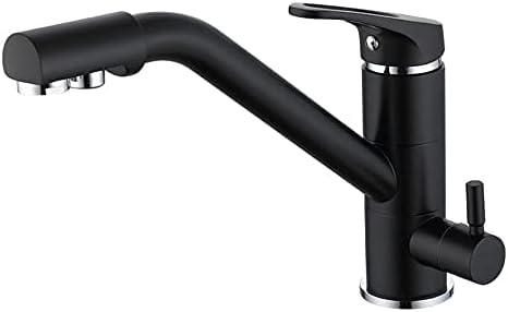 3 Way Kitchen Tap with Water Filter 360 Degree Swivel Sink Mixer for Drinking Purifier Chrome/Black