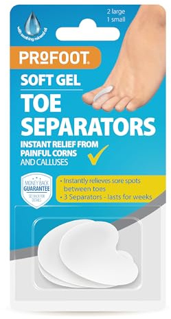 PROFOOT Toe Separators - Instant Relief from Corns and Calluses - Ideal for Overlapping Toes - Soft Gel Toe Spacer - Toe Spreaders