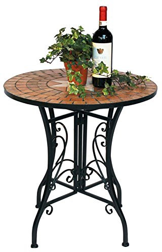 DanDiBo Tisch Mosaik Metall Mosaiktisch Ø 60 cm 12001 Gartentisch Mediterran Wetterfest Bistrotisch Beistelltisch Garten mit Naturstein
